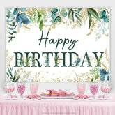 Grün Blätter Und Gold Funkeln Glücklich Geburtstag Hintergrund